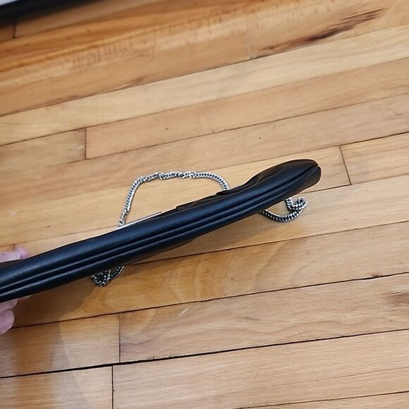 Giani Bernini Clutch Evening Bag Black Silver Chain Strap Snap Close - Picture 5 of 9